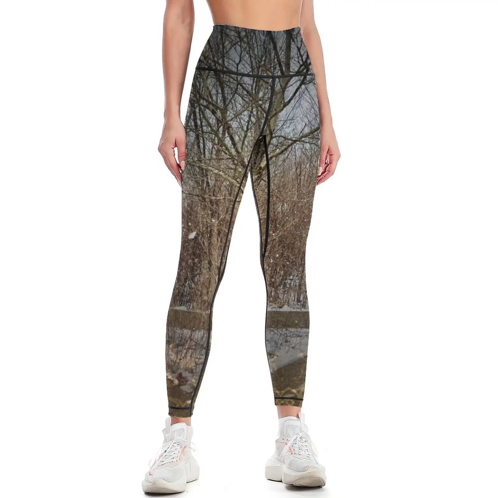 Yoga Fitness Park - Zimowe legginsy w kamuflażu w stylu