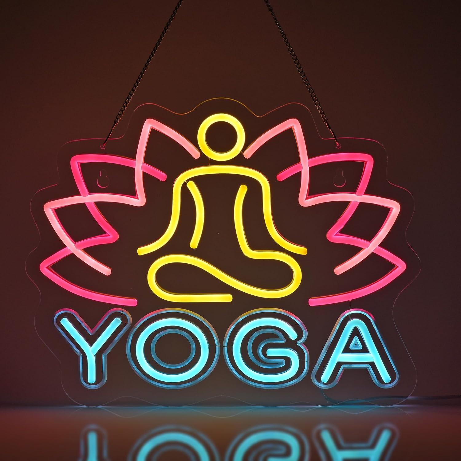 Yoga Fitness Room - Neonowy znak do jogi z możliwością