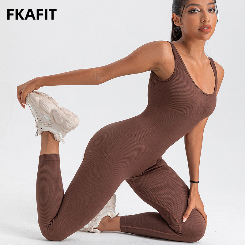 Yoga Fitness Fit Club - Damskie pajacyki z długim rękawem Skinny