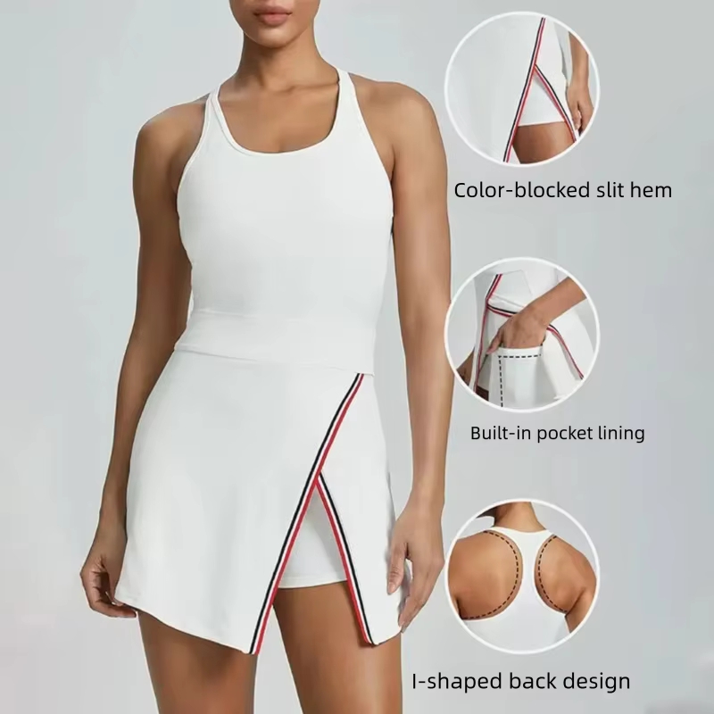 Yoga Fitness Dress - Kontrastowa spódnica sportowa z wkładką na